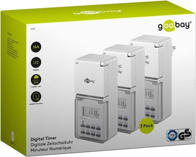 Goobay Sett med 3, digital timer IP44