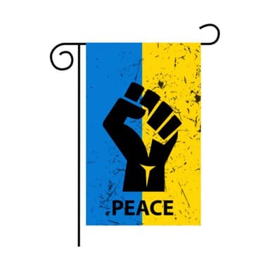 Vimpel ukrainsk flagg med knyttneve og tekst ""Peace"" 46 × 30 cm Blå / Gul