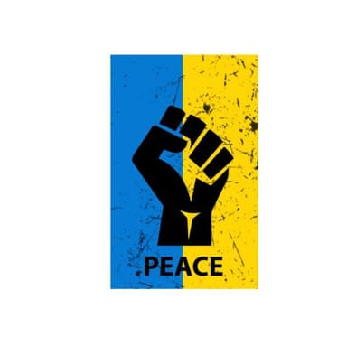 Vimpel ukrainsk flagg med knyttneve og tekst ""Peace"" 46 × 30 cm Blå / Gul