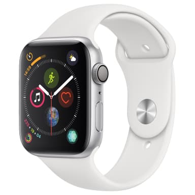 Apple Watch Series 4 44 mm (sølvalu./hvitt sportsbånd) Apple Watch Series 4 44 mm (sølvalu./hvitt sportsbånd)