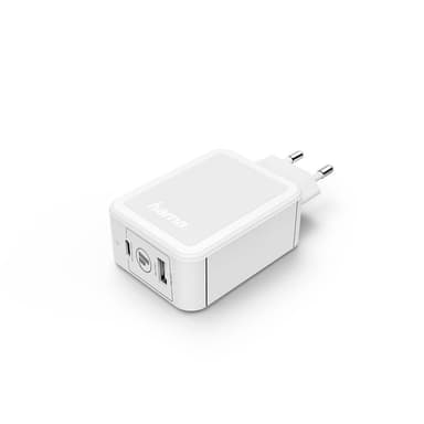 HAMA Lader 220V USB-C & USB-A PD 42w Hvit