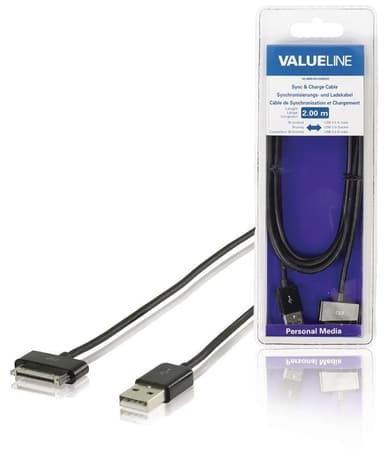 Sync og Ladekabel Apple Dock 30-Pin - USB A Han 2.00 m Sort