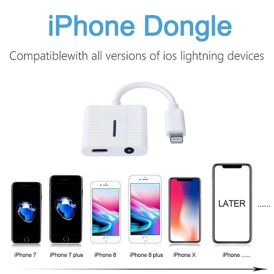 Lightning til 3,5 mm adapter for iPhone - lyd- og ladeadapter