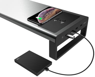 Essentials USB skjermstativ med trådløs lader