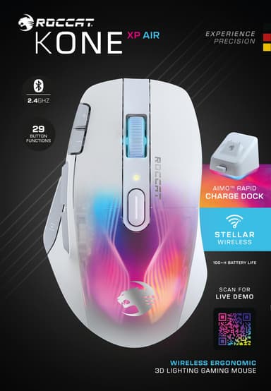 Roccat Kone XP Air trådløs gamingmus (hvit)