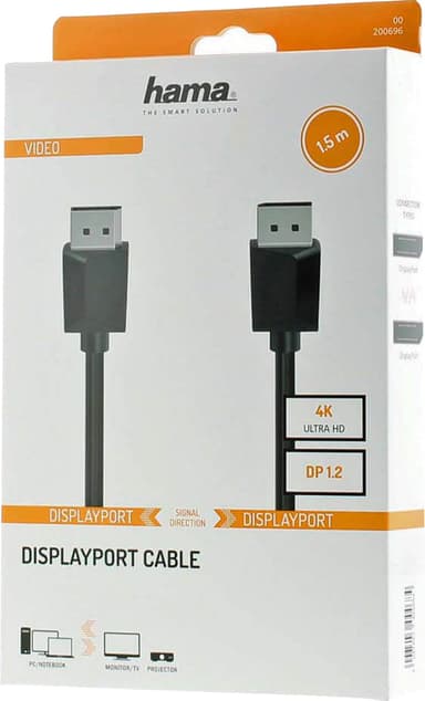 Kabel DisplayPort 1.2 Ultra-HD 4K 1.5m Svart