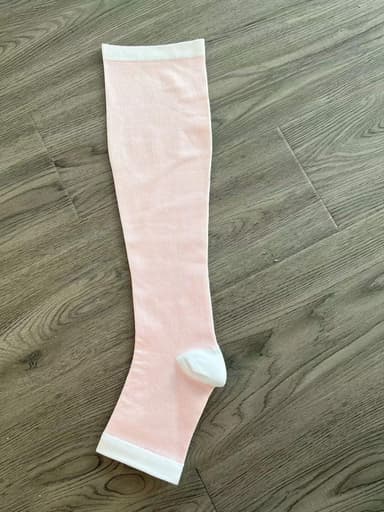 Knehøye kompresjonssokker med glidelås og åpen tå 1 par Rosa L/XL