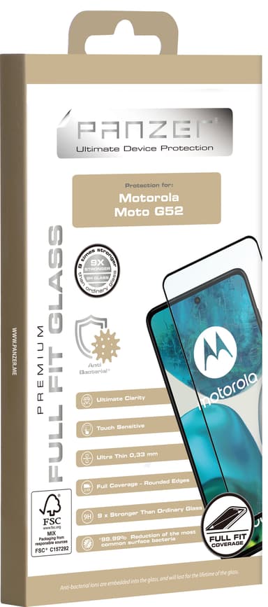 Panzer Full-Fit skjermbeskytter til Motorola G52