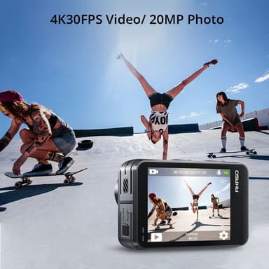 AKASO Brave 7 LE dobbeltskærm 4K/30fps action kamera, IPX7 vandtæt