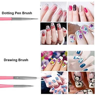 Nail Art børstesett med 15 stk Rosa
