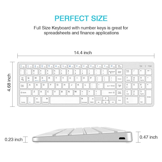 Trådløst tastatur med Bluetooth - Hvit