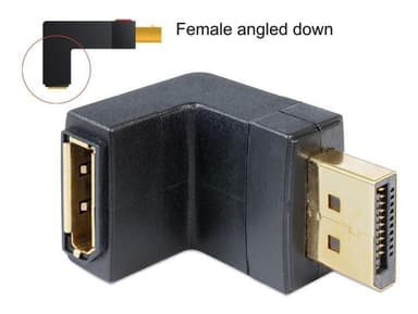 DeLOCK adapter, DisplayPort ho til DisplayPort ha, vinklet, svart