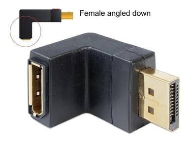 DeLOCK adapter, DisplayPort ho til DisplayPort ha, vinklet, svart