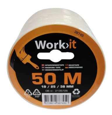 Work>it® maskeringstape 3-pk med 19/25/38 mm x 50 meter