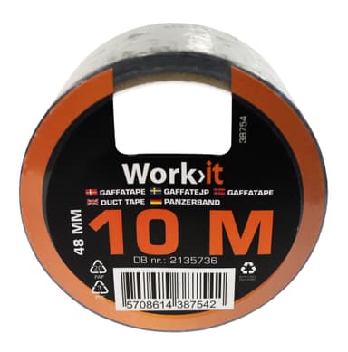 Work>it® gaffatape 48 mm × 10 meter svart
