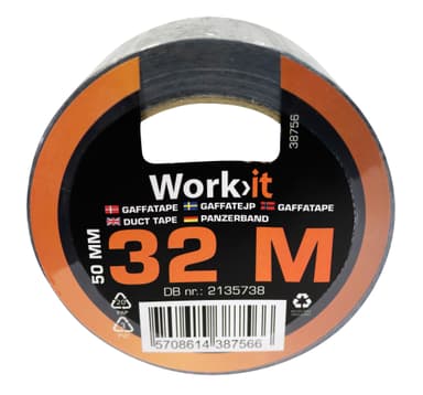 Work>it® gaffatape 50 mm × 32 meter svart