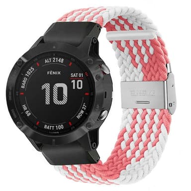 Flettet elastisk armbånd Garmin Fenix 6X - pinkwhite
