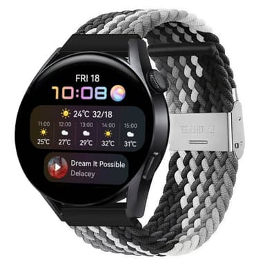 Flettet elastisk armbånd Huawei Watch 3 (46mm) - svarthvit