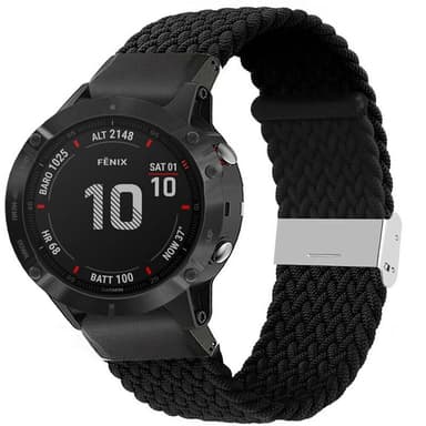 Flettet elastisk armbånd Garmin Fenix 6 - svart