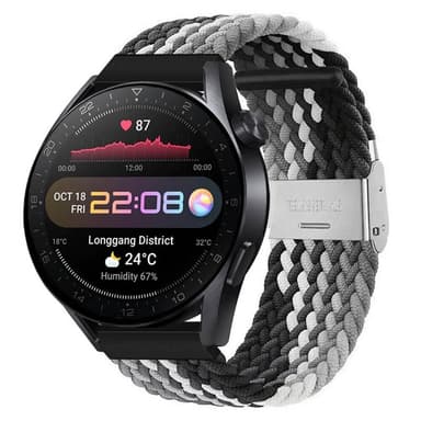 Flettet elastisk armbånd Huawei Watch 3 Pro (48mm) - svarthvit