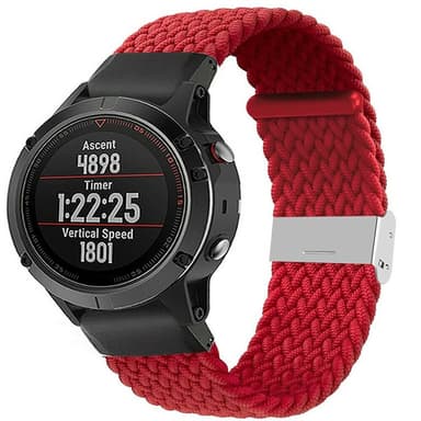 Flettet elastisk armbånd Garmin Fenix 5X - mørkerød