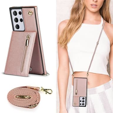 Zipper halskjede deksel Samsung Galaxy S21 Ultra - Rose