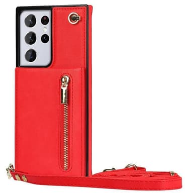 Zipper halskjede deksel Samsung Galaxy S21 Ultra - Rød