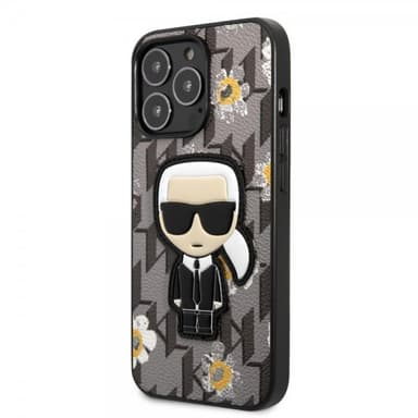 Karl Lagerfeld iPhone 13 Pro Deksel Monogram Iconic Patch Grå