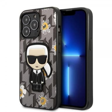 Karl Lagerfeld iPhone 13 Pro Deksel Monogram Iconic Patch Grå