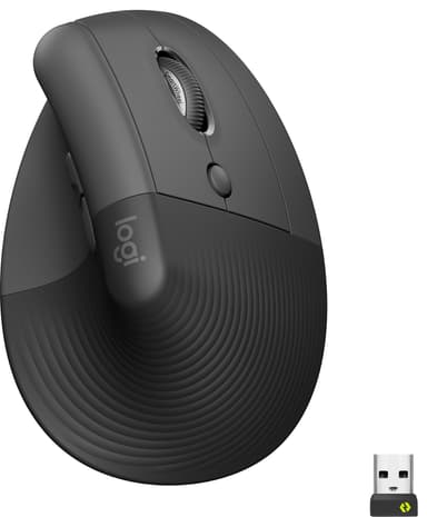 Logitech Lift Vertical trådløs mus (grafitt)