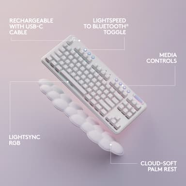 Logitech G715 Linear trådløst gamingtastatur (hvit)