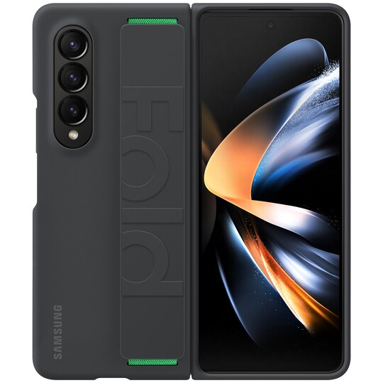 Samsung Galaxy Z Fold 4 silikondeksel med grep (sort)