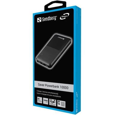 10 000 mAh Saver Power Bank, svart