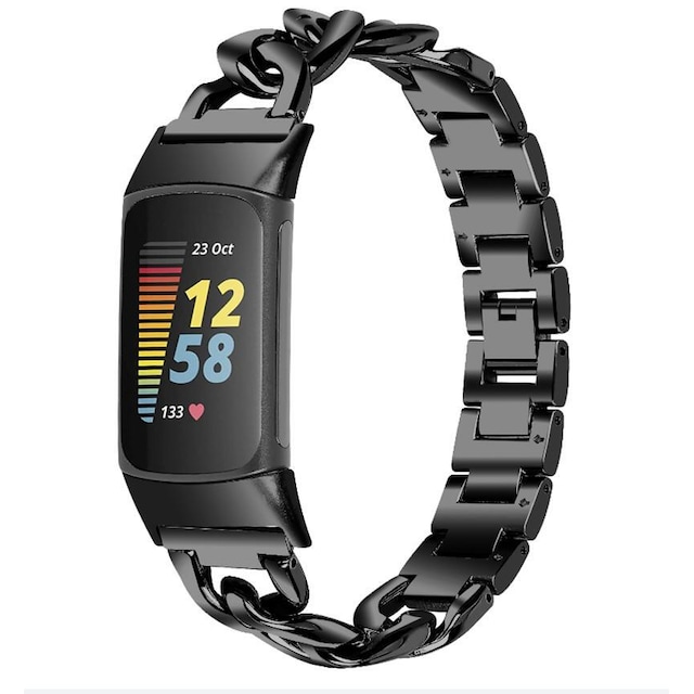 INF Klokkerem kompatibel med Fitbit Charge 3/4 rustfritt stål svart