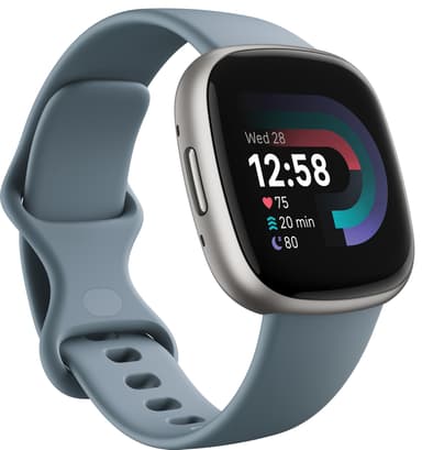 Fitbit Versa 4 smartklokke (Waterfall Blue/Platinum)
