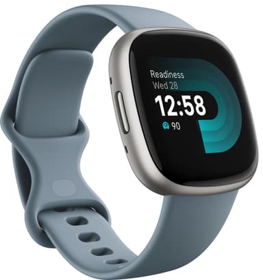 Fitbit Versa 4 smartklokke (Waterfall Blue/Platinum)