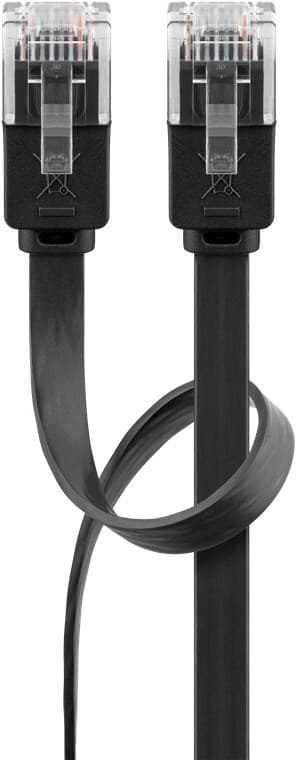 Goobay CAT 6 flat patch-kabel, U/UTP, svart