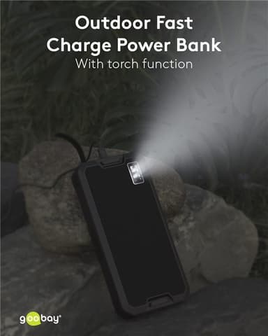 Goobay Utendørs hurtiglading Powerbank med solceller 20 000 mAh (USB-C™ PD, QC 3.0)