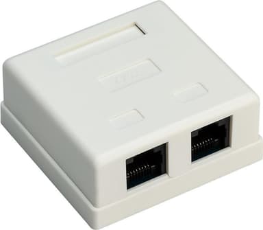 2-port RJ45 overflatemonteringsboks, CAT 6, UTP, hvit