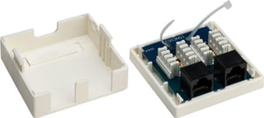2-port RJ45 overflatemonteringsboks, CAT 6, UTP, hvit