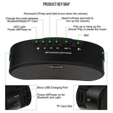 Bluetooth-høyttaler for utendørs sykling Svart