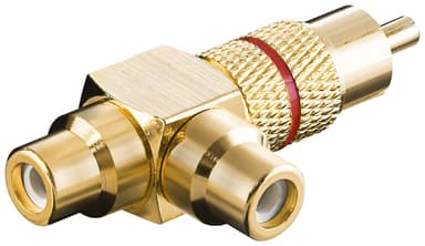 Goobay RCA Y-adapter  hann til 2x hunn  gull versjon  rød