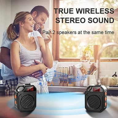 Bluetooth-høyttaler med digital klokke IPX7 vanntett Svart