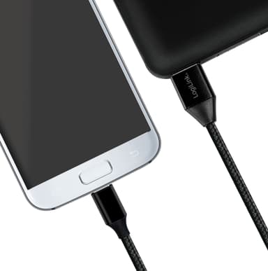 USB-MicroUSB Lade-/synkroniseringskabel 15W 0,3m TextiL