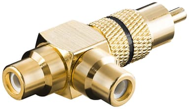 Goobay RCA Y-adapter  hann til 2x hunn  gull versjon  svart