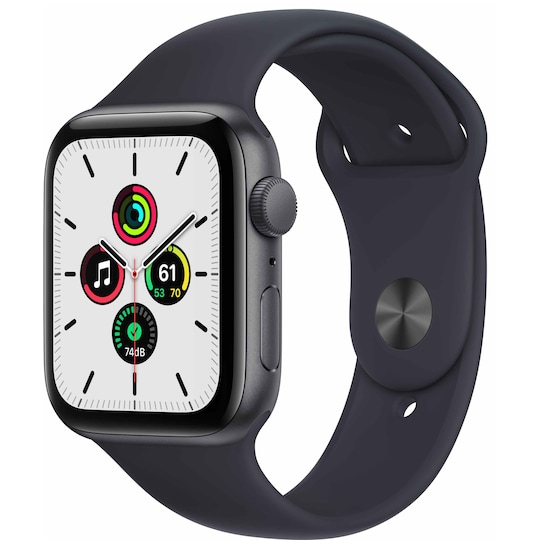 Apple Watch SE 44 mm GPS (stellargrå alu/midnatt sportsreim)