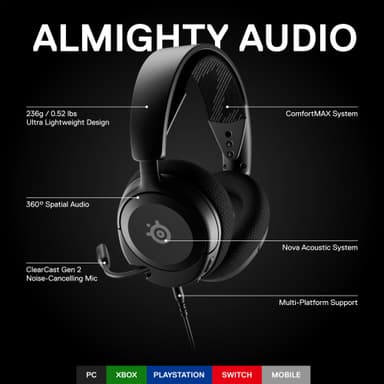 SteelSeries Arctis Nova 1 gaming headset (sort)