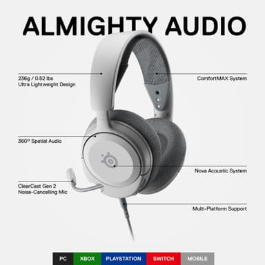 SteelSeries Arctis Nova 1 gaming headset (hvit)