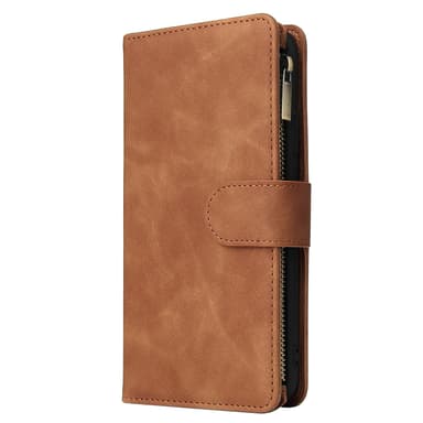 Premium lommebokveske med kortspor/håndleddsstropp PU-skinn Lysebrun iPhone 11 Pro