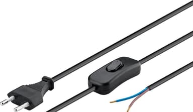 Kabel med eurokontakt for montering - med bryter, 1,5 m, sort